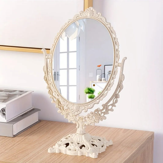 European Makeup Mirror – Elegant Double-Sided Oval Vanity Mirror